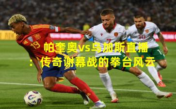 帕奎奥vs乌加斯直播:传奇谢幕战的拳台风云